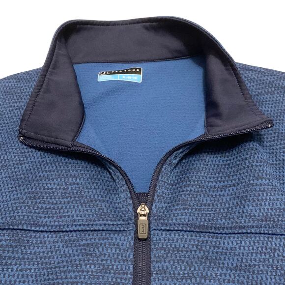 PGA Tour Mens Golf Shirt 2 Tone Blue Sz. XL Quarter Zip Pullover Pockets Sporty - Picture 4 of 12